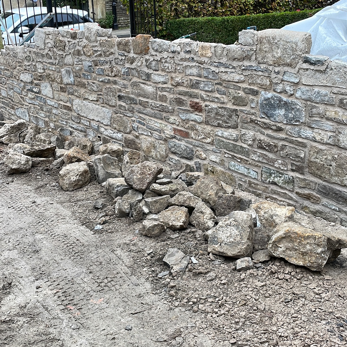 stone wall rebuild