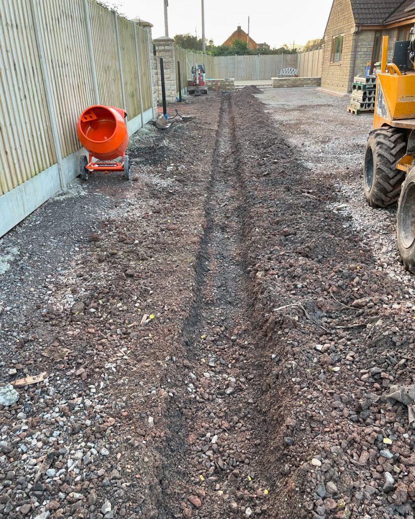 The excavation and installation of ACO drains are progressing smoothly. 